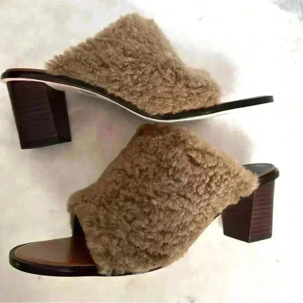 Tibi Shearling Heels, size 40.5, brand new, with box